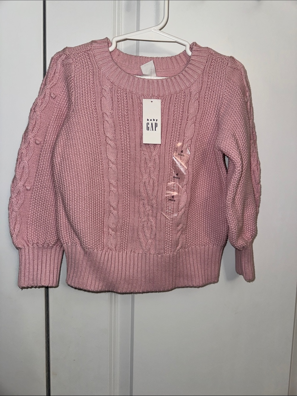 GAP Blush Pink Cable Knit Crewneck Sweater